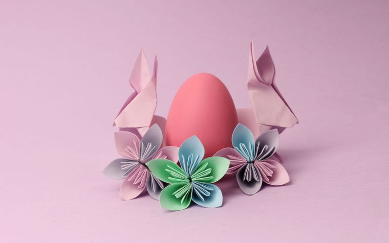 oster rosa und origami hasen gefaltet ostergeschenke ostereiersuche